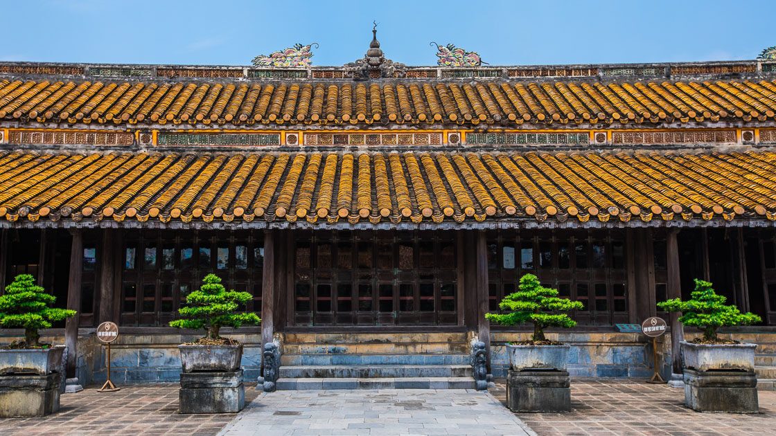 Golden-roofed royal architecture in imperial Hue