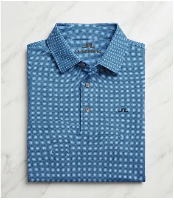 Blue check custom golf polo folded — club apparel order
