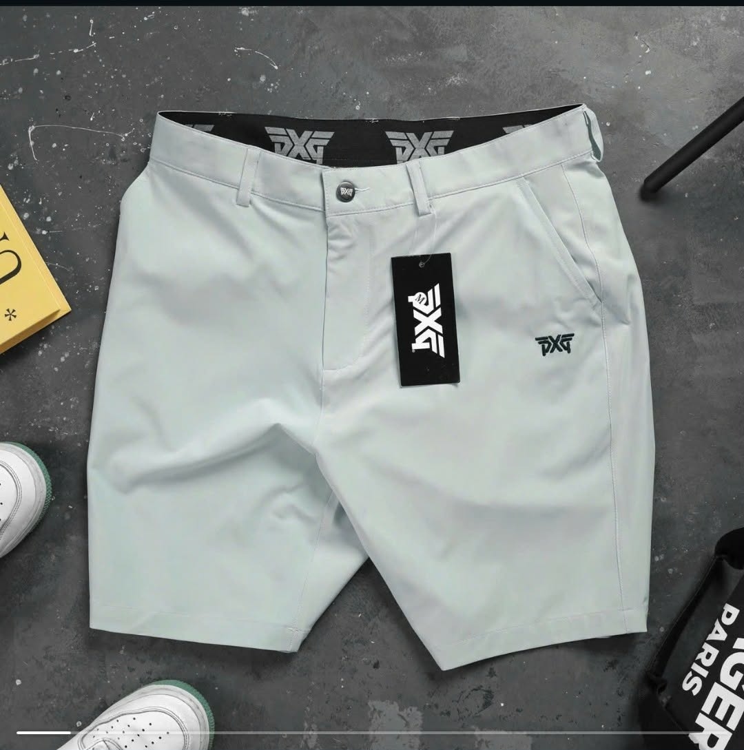 Custom light grey golf shorts — corporate golf uniform